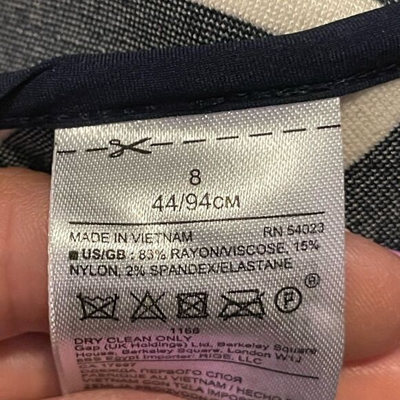 Classic Navy Blue & White Striped Long Sleeve Banana Republic Dress Size 8 - Picture 5 of 7